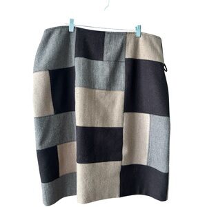 Pierre Cardin Patchwork Pencil Skirt - Black, Gray, Tan